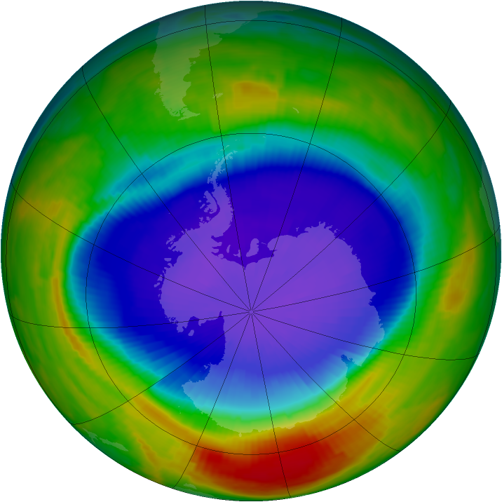 Antarctic ozone map for 22 September 1996